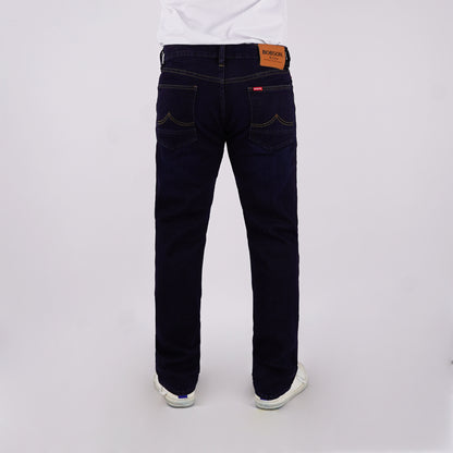 Bobson Japanese Men's Basic Denim Pants Skinny Mid Waist 174892-U (Dark Shade)