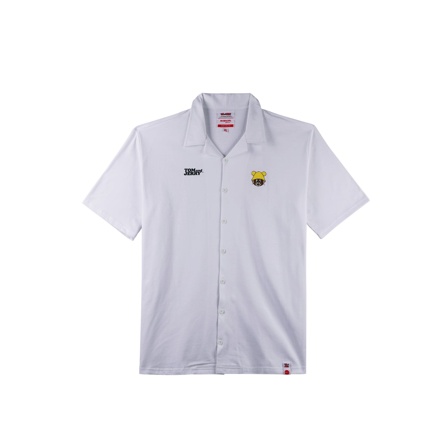Bobson Japanese X Tom and Jerry Men's Basic Woven Shirt Comfort Fit 168188 (White)