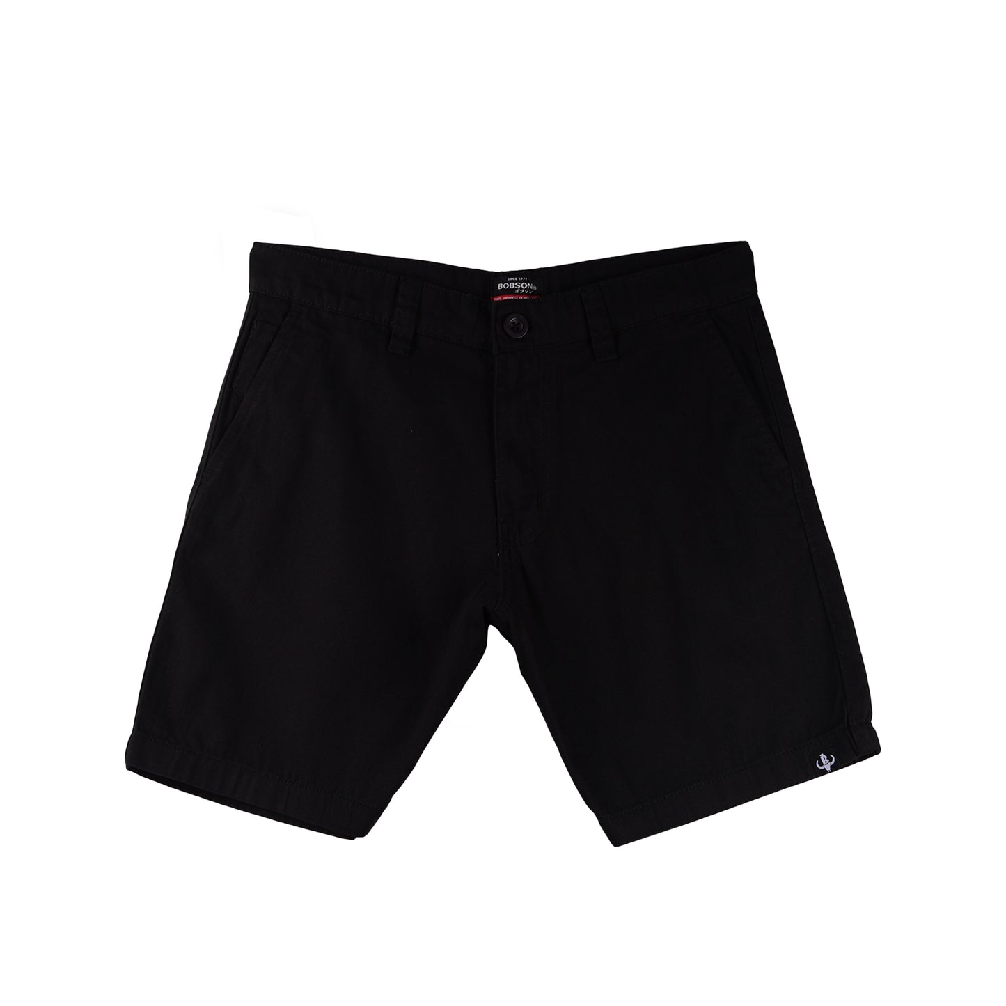Bobson Japanese Men's Basic Non-Denim Tapered Short Mid Waist 176741 (Black)