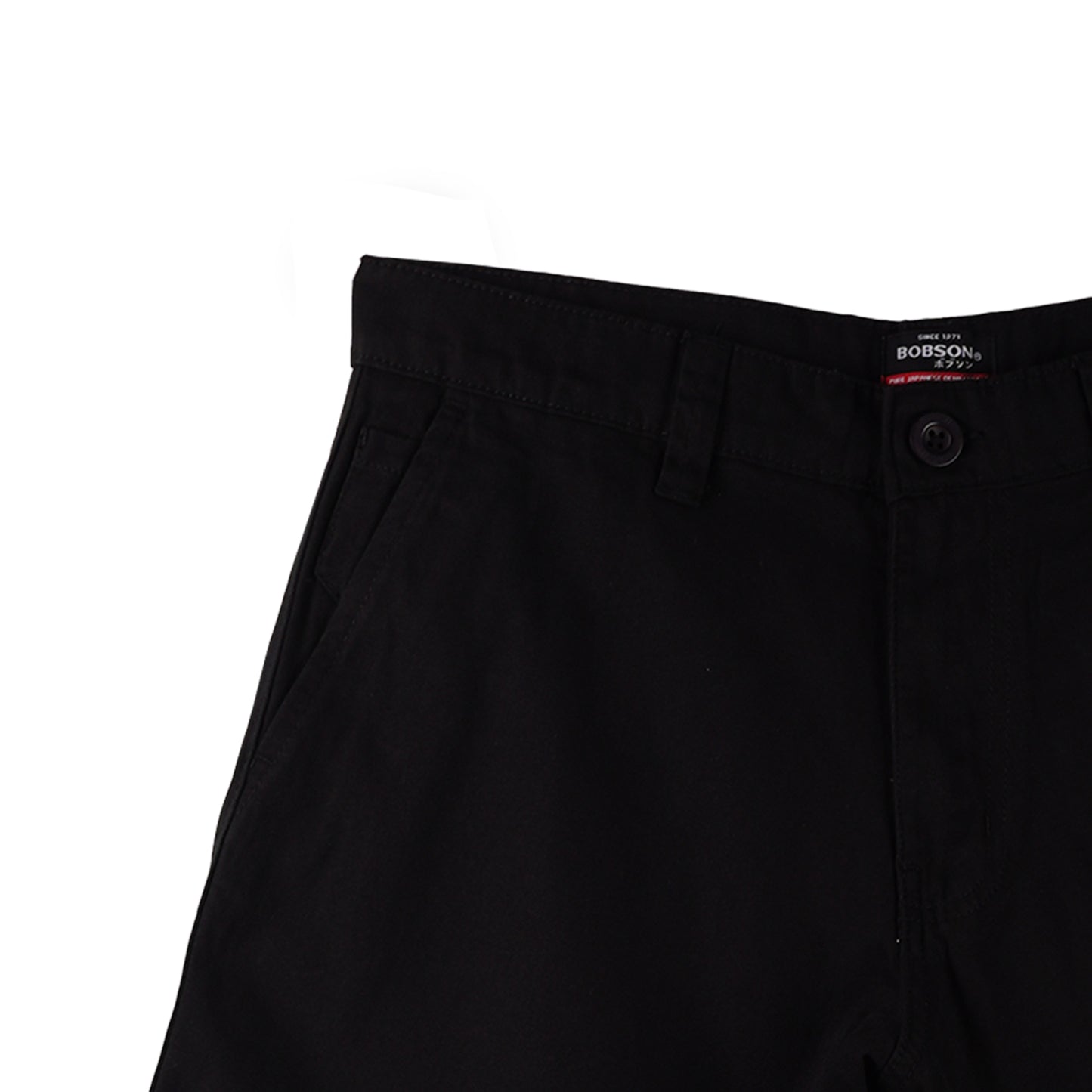 Bobson Japanese Men's Basic Non-Denim Tapered Short Mid Waist 176741 (Black)