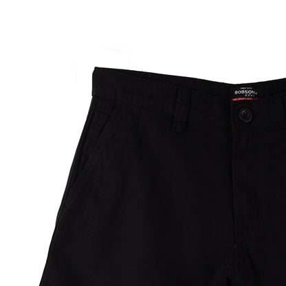 Bobson Japanese Men's Basic Non-Denim Tapered Short Mid Waist 176741 (Black)