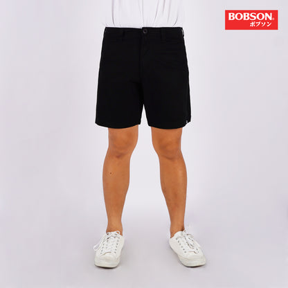Bobson Japanese Men's Basic Non-Denim Tapered Short Mid Waist 176741 (Black)