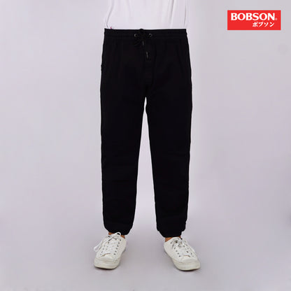 Bobson Japanese Men's Basic Non-Denim Jogger Pants Mid Waist 176562 (Black)