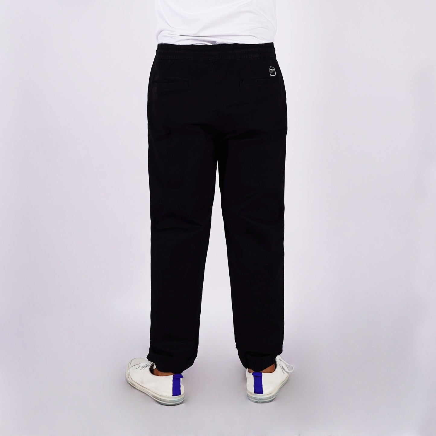 Bobson Japanese Men's Basic Non-Denim Jogger Pants Mid Waist 176562 (Black)