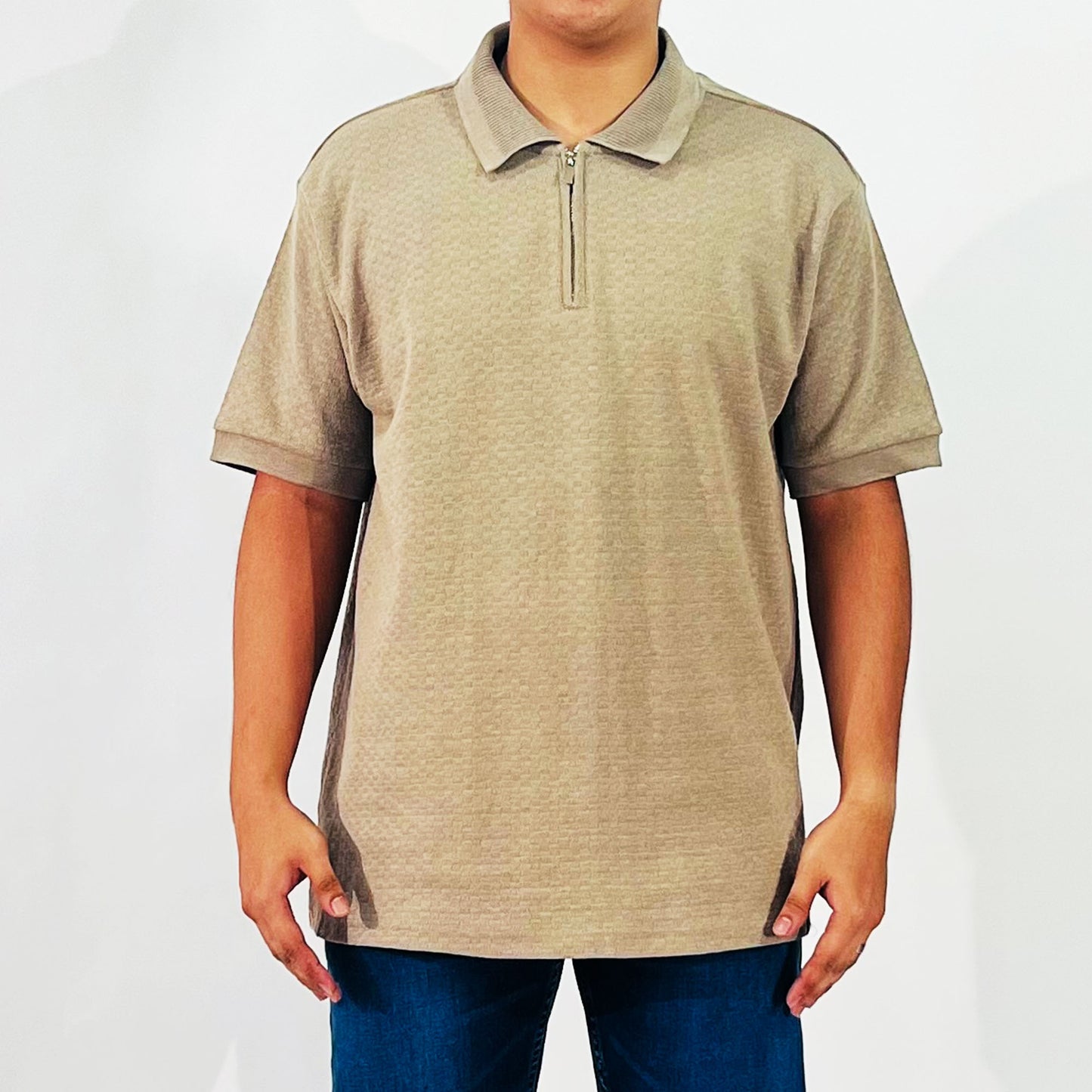 RRJ Men's Basic Collared Shirt Comfort Fitting 169622 (Taupe)