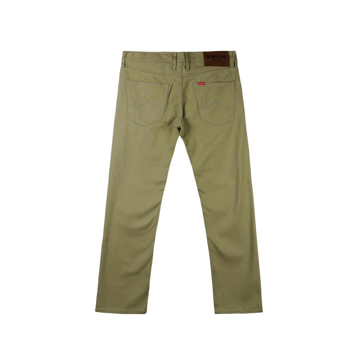 Bobson Japanese Men's Basic Denim Pants Skinny Mid Waist 175391 (Olive Light)