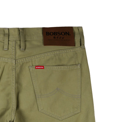 Bobson Japanese Men's Basic Denim Pants Skinny Mid Waist 175391 (Olive Light)