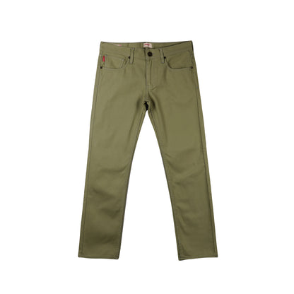 Bobson Japanese Men's Basic Denim Pants Skinny Mid Waist 175391 (Olive Light)