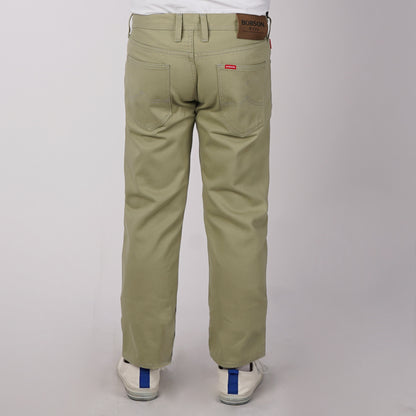 Bobson Japanese Men's Basic Denim Pants Skinny Mid Waist 175391 (Olive Light)