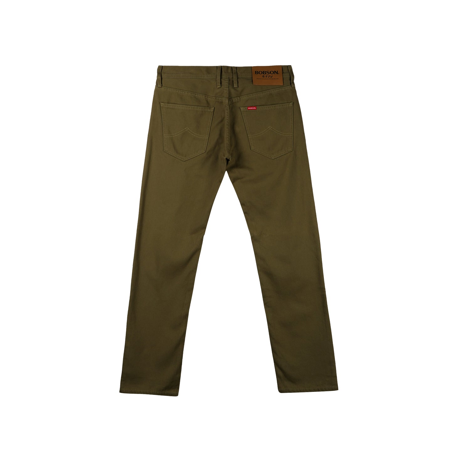 Bobson Japanese Men's Basic Denim Pants Skinny Mid Waist 175372 (Khaki)