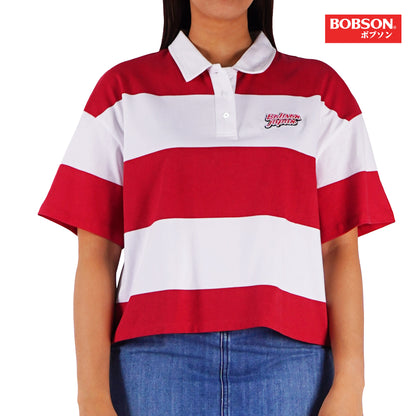 Bobson Japanese Ladies Basic Collared Shirt Crop Fit 157829 (Barbados Cherry)