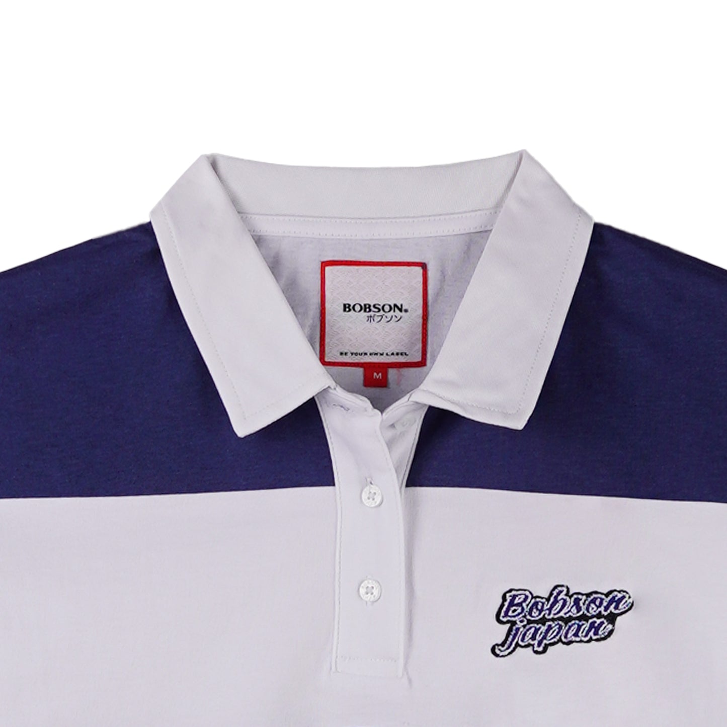Bobson Japanese Ladies Basic Collared Shirt Crop Fit 157829 (Navy)