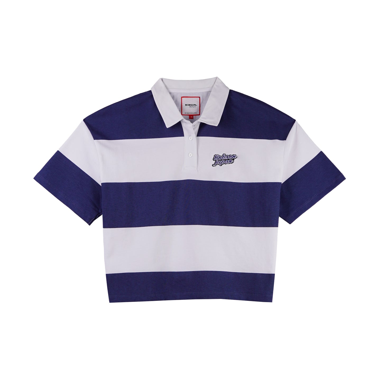Bobson Japanese Ladies Basic Collared Shirt Crop Fit 157829 (Navy)