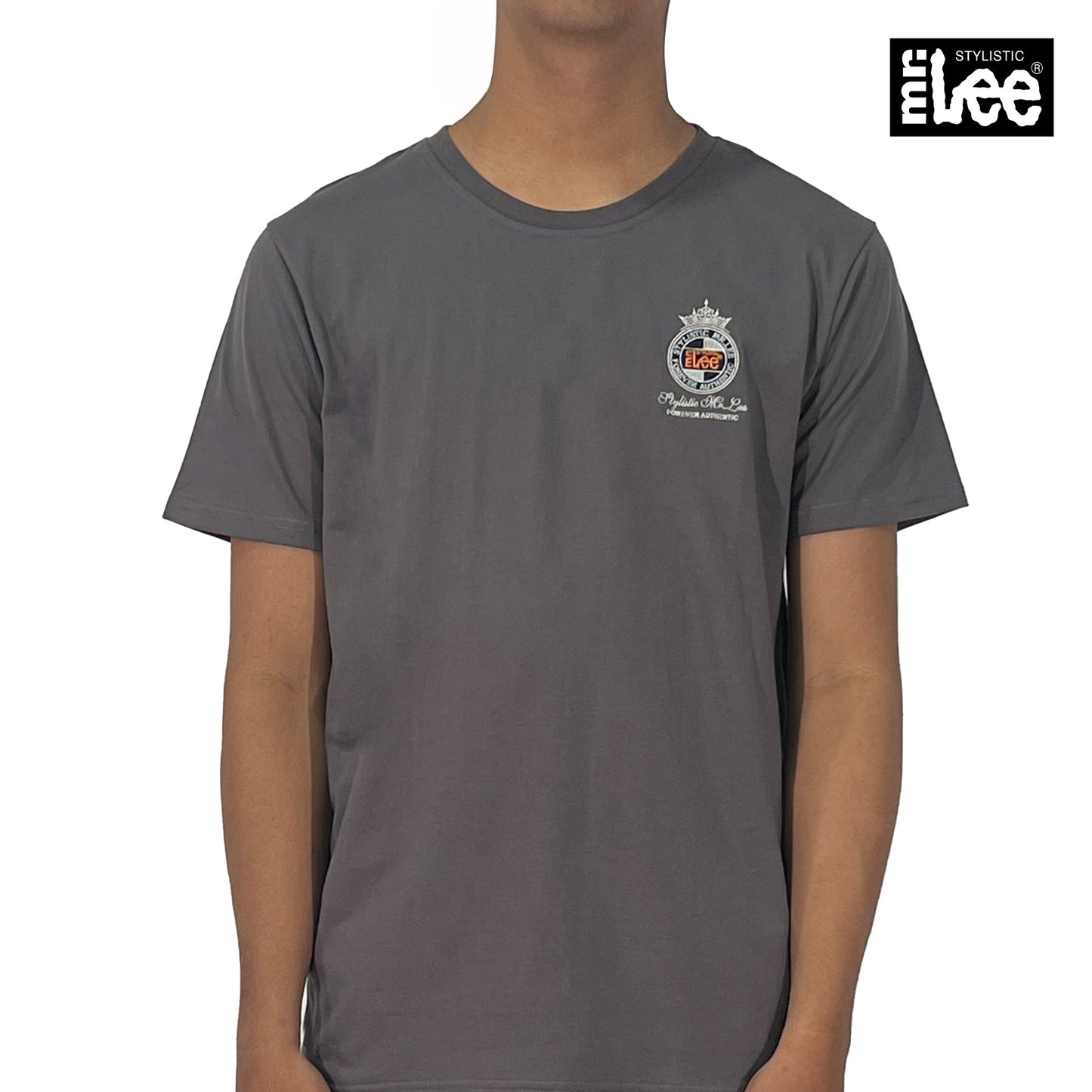 Stylistic Mr. Lee Men's Basic Tees Semi Body Fit 175094-U (Dark Gray)