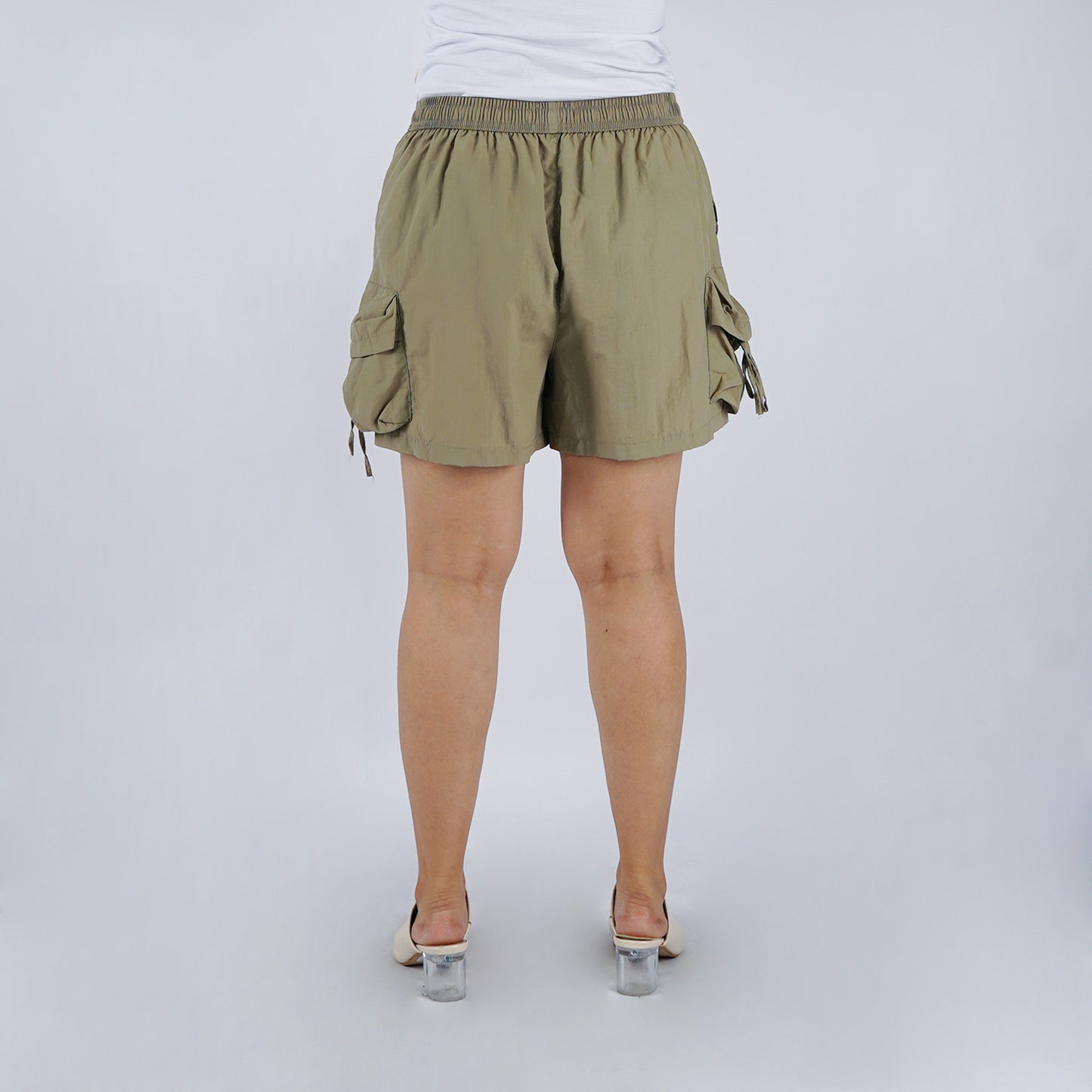 RRJ Ladies Basic Non-Denim Cargo Shorts 180580 (Beige)