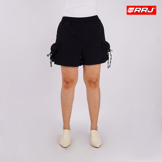 RRJ Ladies Basic Non-Denim Cargo Shorts 180580 (Black)