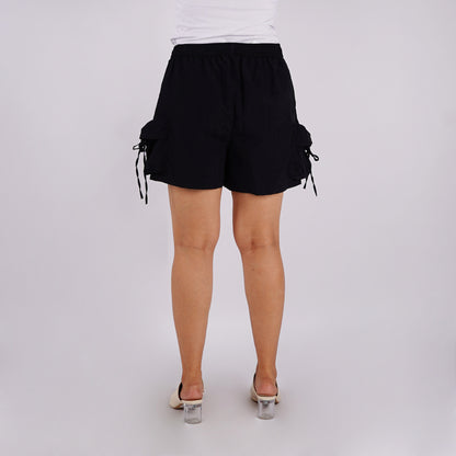 RRJ Ladies Basic Non-Denim Cargo Shorts 180580 (Black)