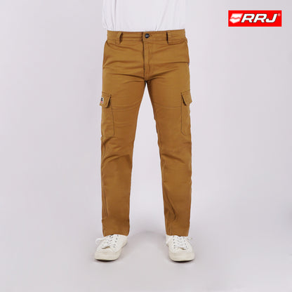 RRJ Men's Basic Non-Denim Cargo Pants Mid-Rise Fitting 176849 (Brown)