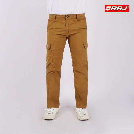 RRJ Men's Basic Non-Denim Cargo Pants Mid-Rise Fitting 176849 (Brown)