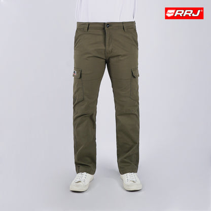 RRJ Men's Basic Non-Denim Cargo Pants Mid-Rise Fitting 176838 (Olive)