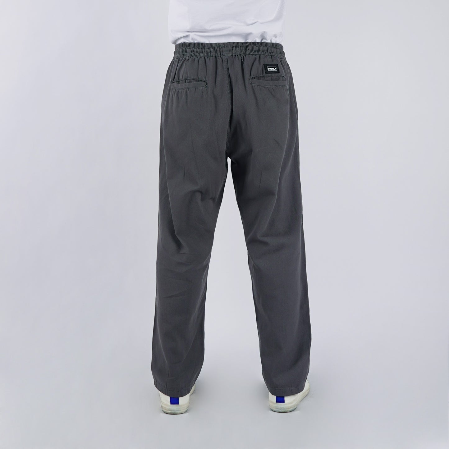 RRJ Men's Basic Non-Denim Trouser Pants Mid-Rise Fitting 176017 (Gray)