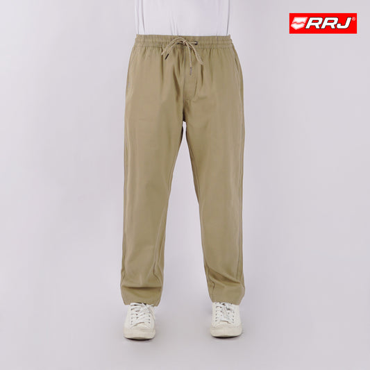 RRJ Men's Basic Non-Denim Trouser Pants Mid-Rise Fitting 176017 (Khaki)