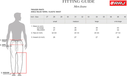 RRJ Men's Basic Non-Denim Trouser Pants Mid-Rise Fitting 176017 (Khaki)