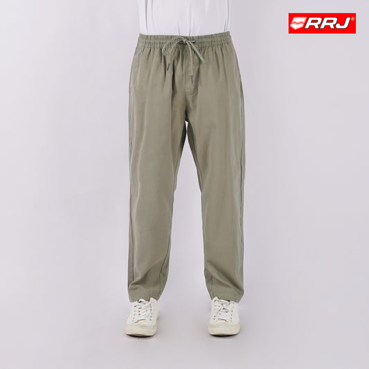 RRJ Men's Basic Non-Denim Trouser Pants Mid-Rise Fitting 176017 (Olive)