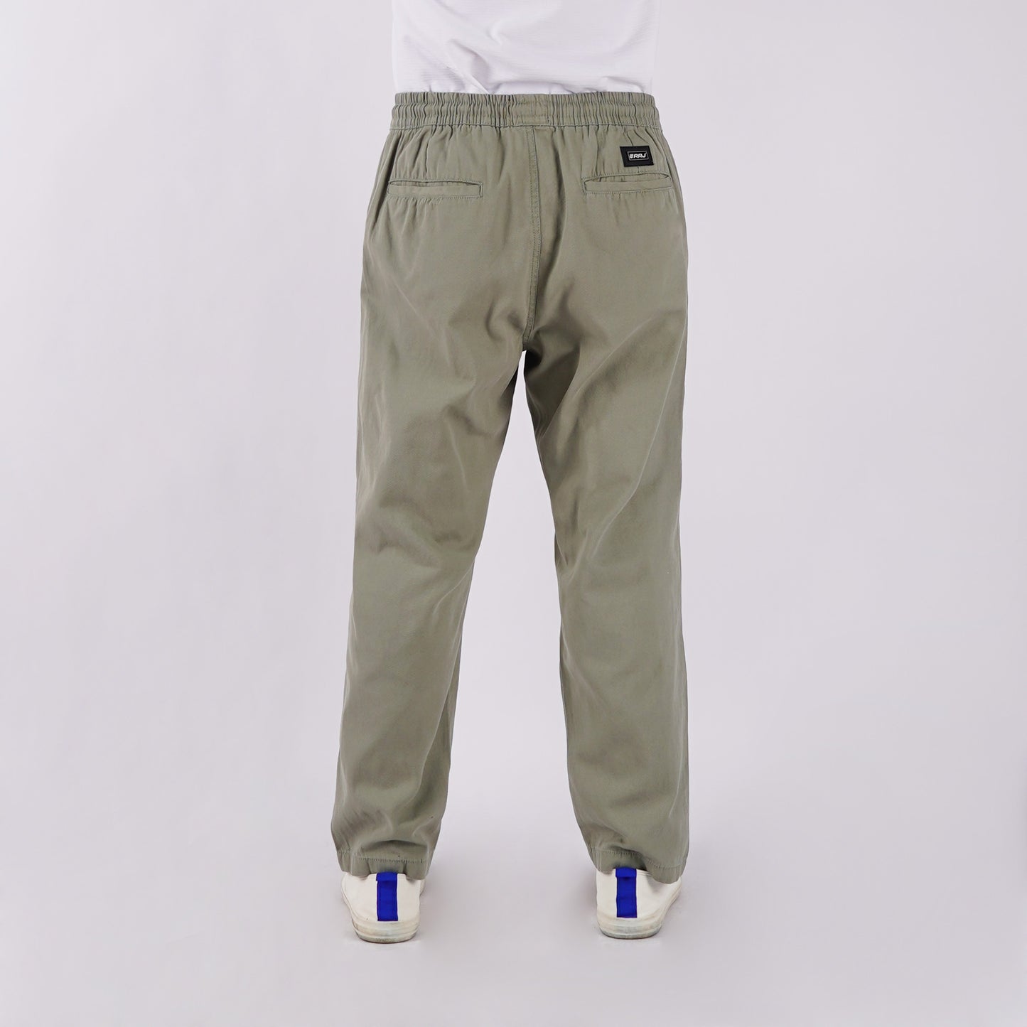 RRJ Men's Basic Non-Denim Trouser Pants Mid-Rise Fitting 176017 (Olive)
