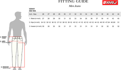 RRJ Men's Basic Denim Pants Superskinny Fitting Mid-Rise 174420 (Dark Shade)