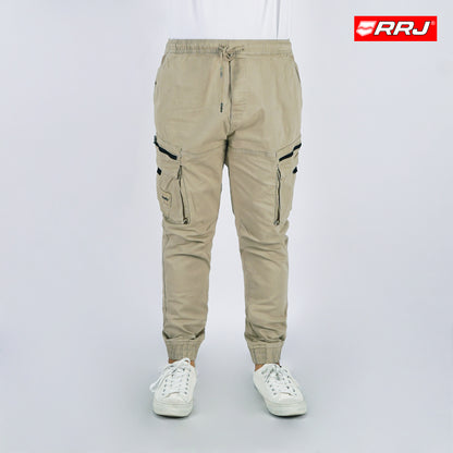 RRJ Men's Basic Non-Denim Cargo Pants Mid-Rise 177231 (Khaki)