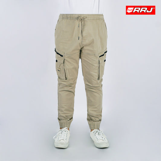 RRJ Men's Basic Non-Denim Cargo Pants Mid-Rise 177231 (Khaki)