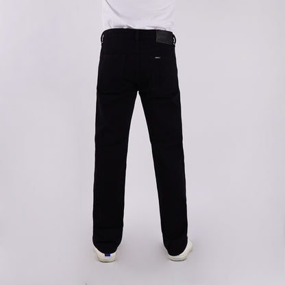 RRJ Men's Basic Denim Pants Slim Straight Mid-Rise 178072 (Black)