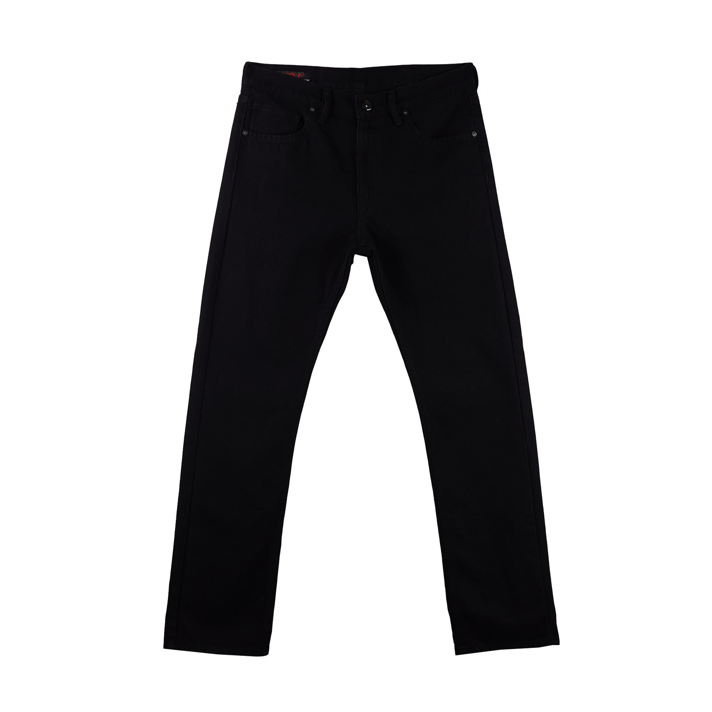 RRJ Men's Basic Denim Pants Slim Straight Mid-Rise 178072 (Black)