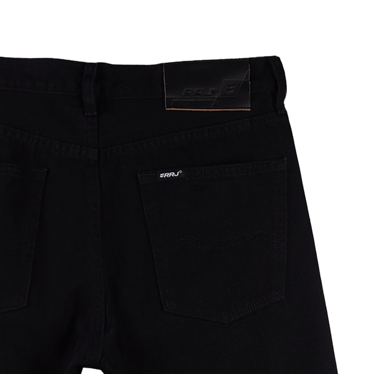 RRJ Men's Basic Denim Pants Slim Straight Mid-Rise 178072 (Black)