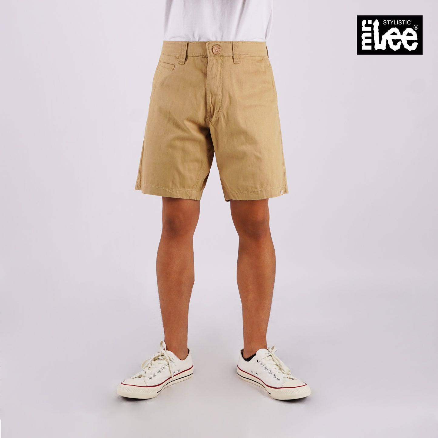 Stylistic Mr. Lee Men's Basic Non-Denim Tapered Short Mid Waist 176668 (Khaki)