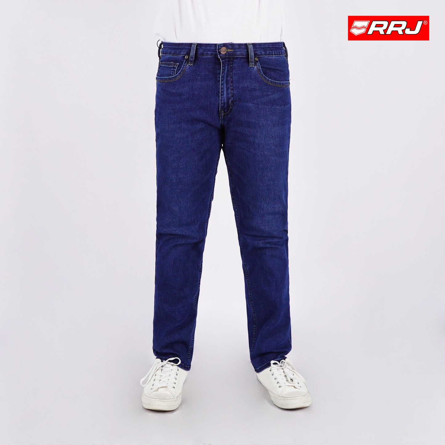 RRJ Men's Basic Denim Pants Skinny Fitting Mid-Rise 181089 (Medium Shade)