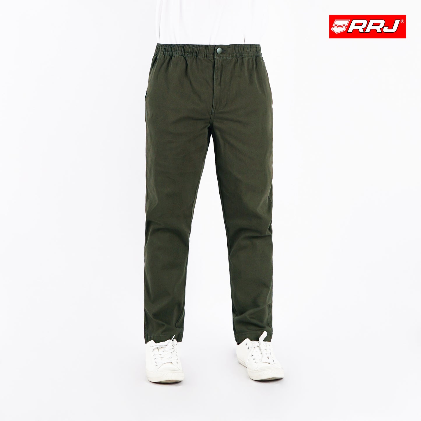 RRJ Men's Basic Non-Denim Trouser Pants Mid-Rise Fitting 182956 (Fatigue)