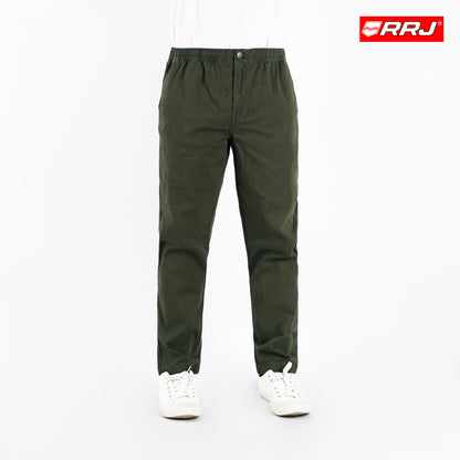 RRJ Men's Basic Non-Denim Trouser Pants Mid-Rise Fitting 182956 (Fatigue)