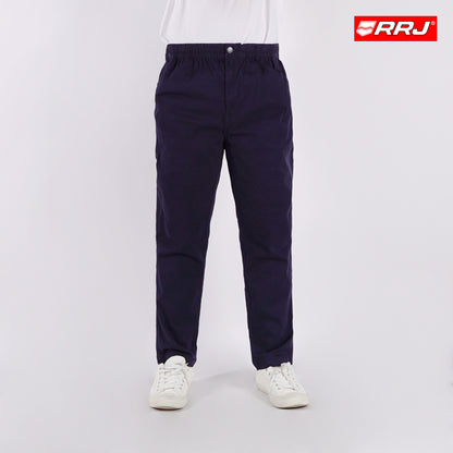 RRJ Men's Basic Non-Denim Trouser Pants Mid-Rise Fitting 182956 (Navy)