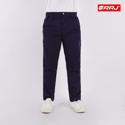 RRJ Men's Basic Non-Denim Trouser Pants Mid-Rise Fitting 182956 (Navy)
