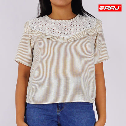 RRJ Ladies Basic Woven Shirt Boxy Fitting 171408 (Beige)