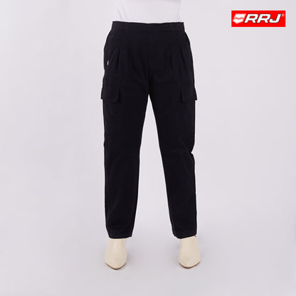 RRJ Ladies Basic Non-Denim Cargo Pants Mid-Rise Fitting 180711 (Black)