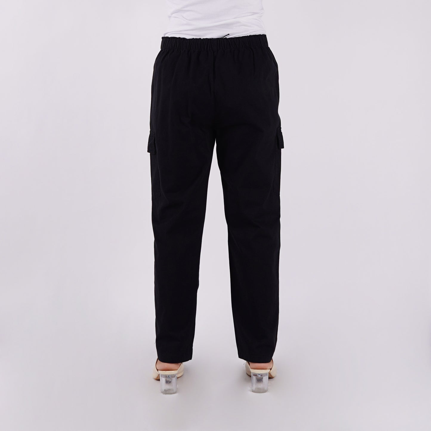 RRJ Ladies Basic Non-Denim Cargo Pants Mid-Rise Fitting 180711 (Black)