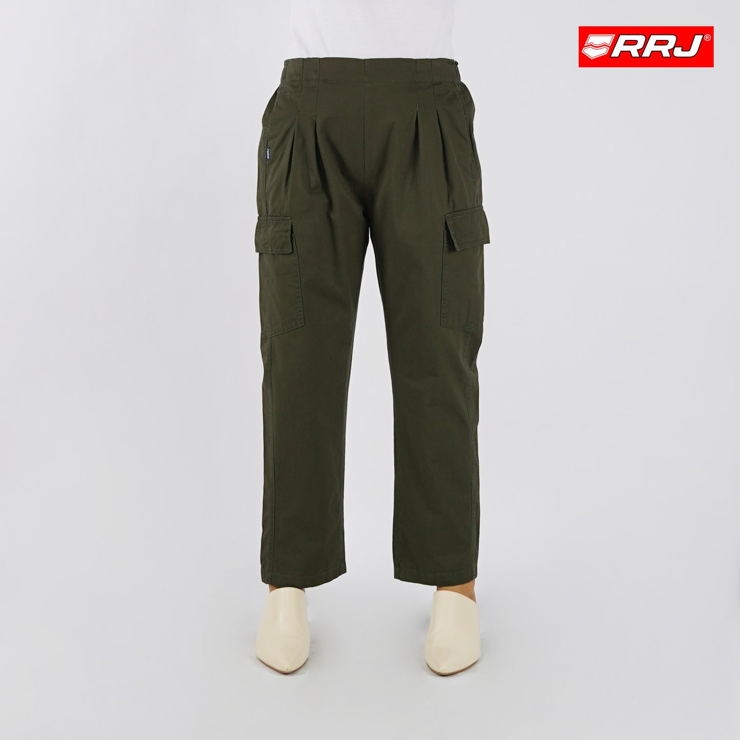 RRJ Ladies Basic Non-Denim Cargo Pants Mid-Rise Fitting 180711 (Fatigue)