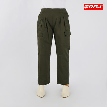 RRJ Ladies Basic Non-Denim Cargo Pants Mid-Rise Fitting 180711 (Fatigue)