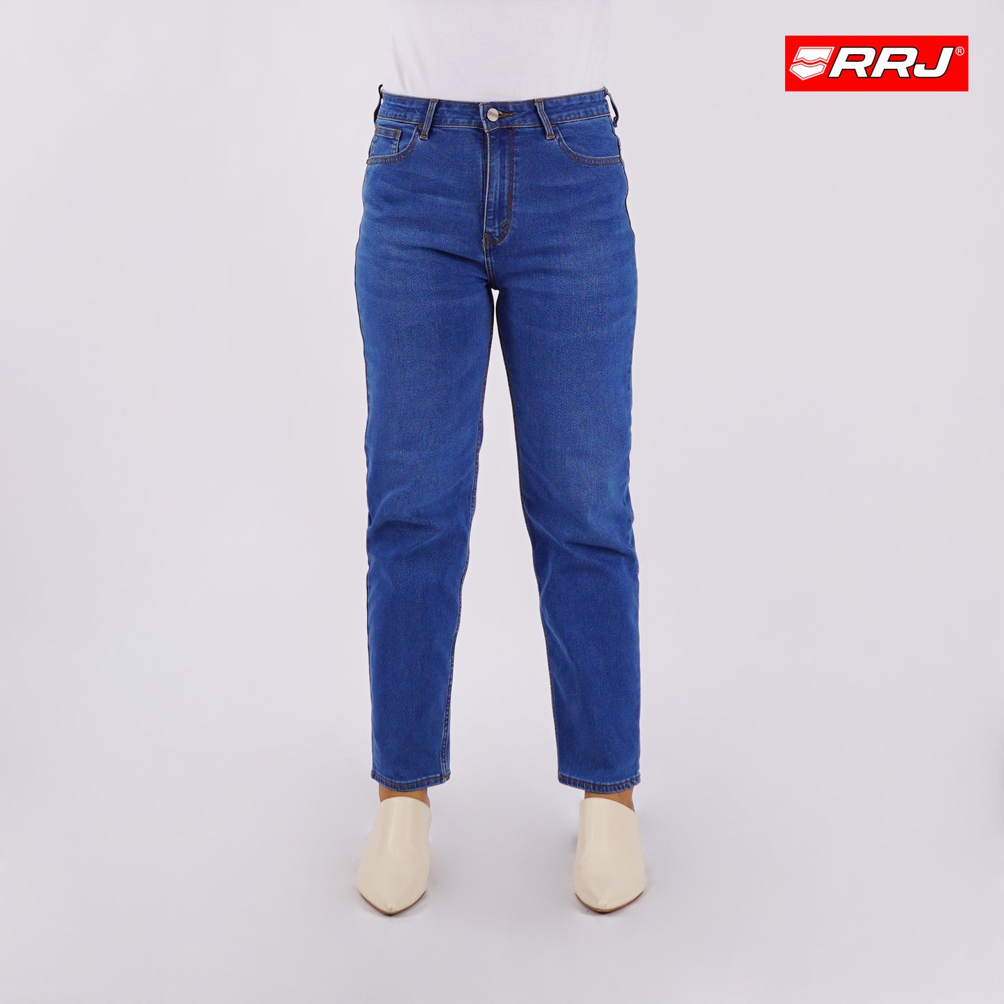 RRJ Ladies Basic Denim Mom Jeans 177239-U (Light Shade)