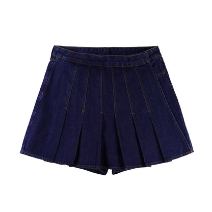 RRJ Ladies Basic Denim Skorts 178551 (Dark Shade)