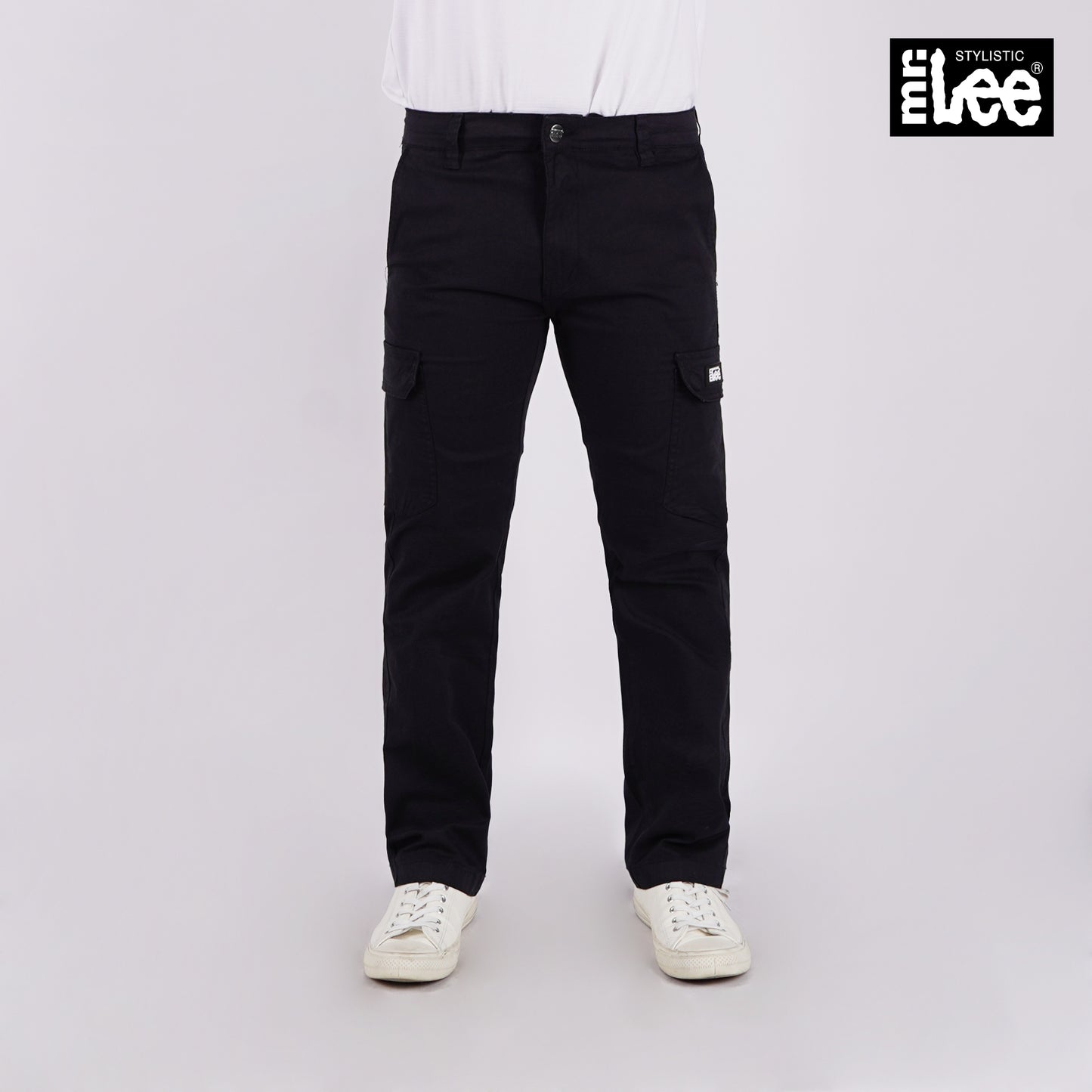 Stylistic Mr. Lee Men's Basic Non-Denim Cargo Pants Mid Waist 176813 (Black)