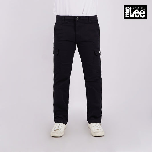 Stylistic Mr. Lee Men's Basic Non-Denim Cargo Pants Mid Waist 176813 (Black)